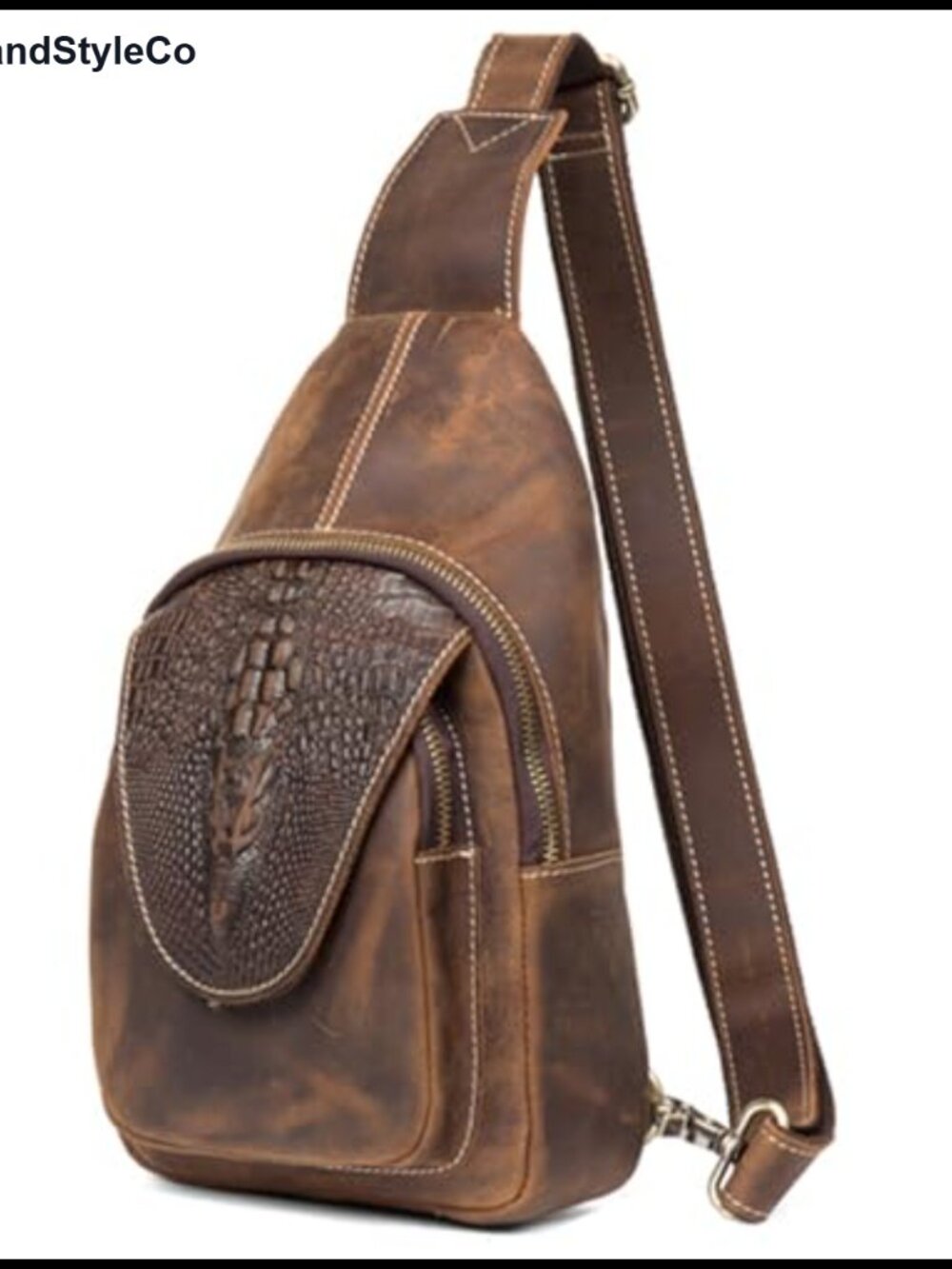 Genuine Leather Sling Bag Men Women Crossbody Chest Backpack Shoulder Casual